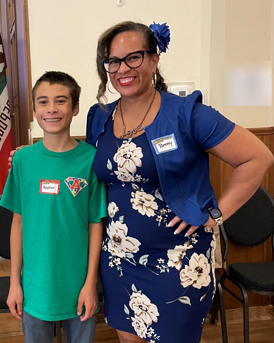 Tammy Summers with her public speaking client Austin Morales